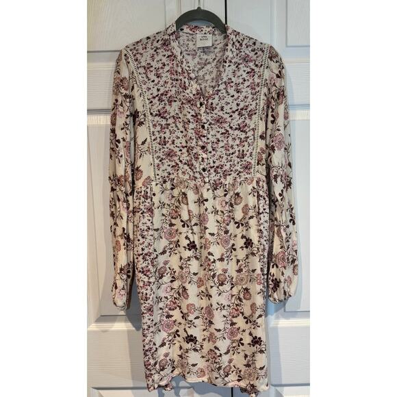 Knox Rose Boho Prairie Floral Print Peasant Babydoll Dress Oversized - Picture 2 of 8